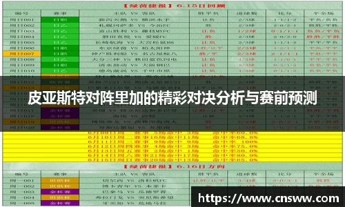 皮亚斯特对阵里加的精彩对决分析与赛前预测